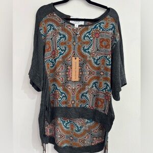 Women's Black Paisley Top